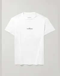 Maison Margiela T-shirt in jersey di cotone con logo ricamato Bianco