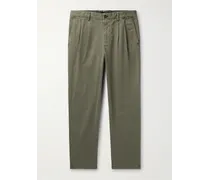 Pantaloni slim-fit in gabardine di cotone stretch con pinces
