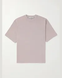 Acne Studios T-shirt in jersey di cotone tinta in capo con logo applicato Viola