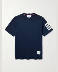 Thom Browne T-shirt in jersey di cotone con righe Blu