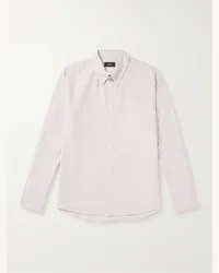 A.P.C. Camicia in cotone Oxford a righe con collo button-down e logo ricamato Greg Neutri