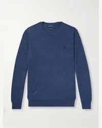 Ralph Lauren Pullover in lana con logo ricamato Blu