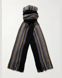 Missoni Sciarpa in misto lana a righe con frange Nero