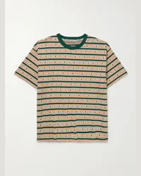 BODE T-shirt in cotone jacquard a righe Scottie Verde