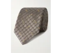 Cravatta in seta jacquard con logo ricamato, 7 cm