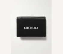 Balenciaga Portafoglio in pelle pieno fiore con logo stampato Nero