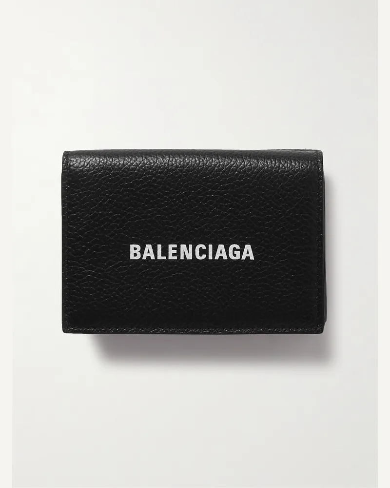 Balenciaga Portafoglio in pelle pieno fiore con logo stampato Nero