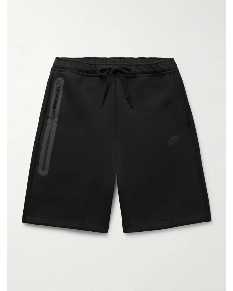Nike Shorts a gamba dritta in Tech Fleece di misto cotone con coulisse Nero