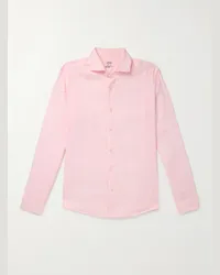 Altea Camicia slim-fit in lino lavato tinta in capo Mercer Rosa