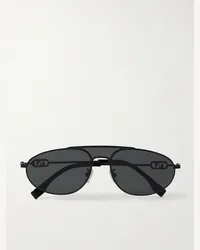 Fendi Occhiali da sole in metallo stile aviator O'Lock Nero