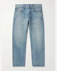 Saint Laurent Jeans a gamba dritta effetto consumato Blu