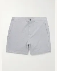 Onia Shorts da mare medi a gamba dritta in seersucker a righe Calder Blu