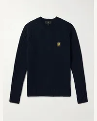 Belstaff Pullover slim-fit in lana con logo applicato Watch Blu