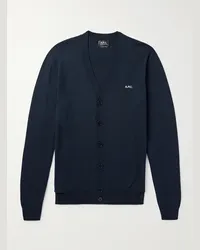 A.P.C. Cardigan in cotone con logo ricamato Joseph Blu