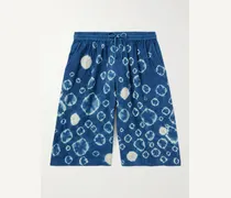 Shorts a gamba larga in cotone tie-dye con coulisse