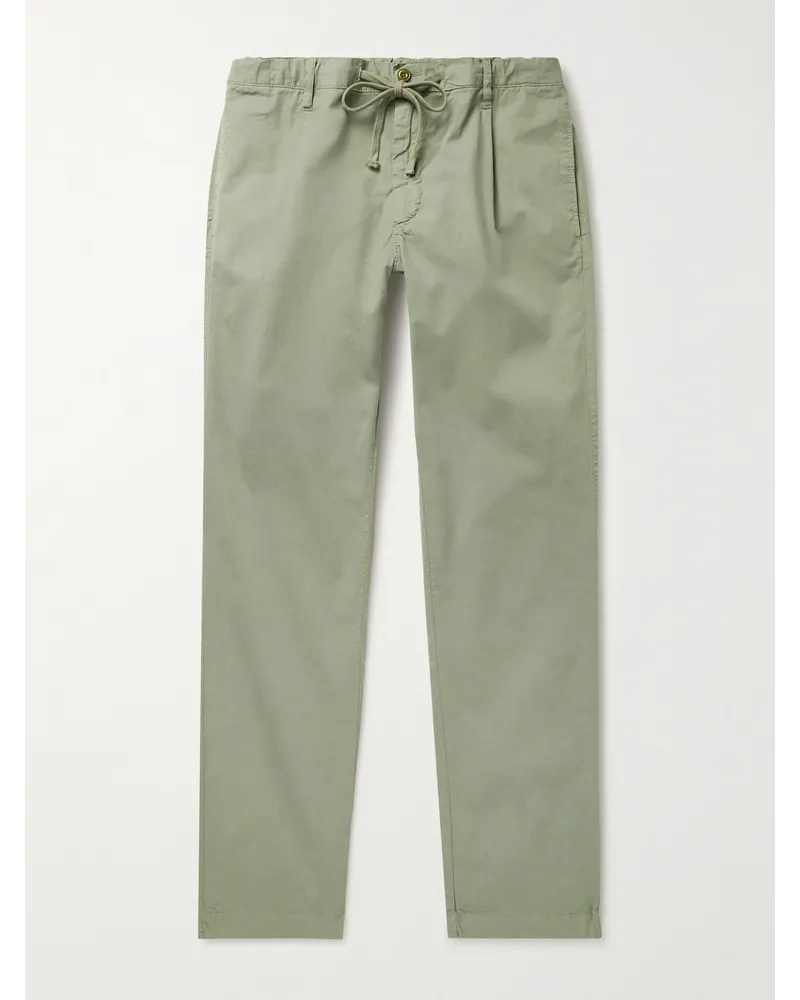 Hartford Pantaloni slim-fit a gamba dritta in cotone con coulisse Tanker Verde