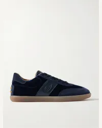 TOD'S Sneakers in velluto, pelle e camoscio con finiture in gomma Blu