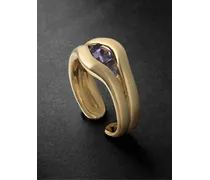 Trillion 18-Karat Gold Iolite Ring