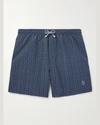 Brunello Cucinelli Shorts da mare medi a gamba dritta stampati Blu