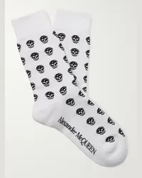 Alexander McQueen Skull-Intarsia Cotton-Blend Socks Bianco