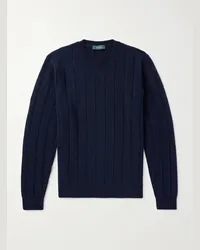 Incotex Pullover in misto lana e cashmere a coste Zanone Blu