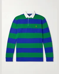 Ralph Lauren Polo in jersey di cotone a righe con logo ricamato Verde