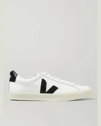 VEJA Esplar Rubber-Trimmed Leather Sneakers Bianco