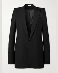 Alexander McQueen Blazer slim-fit in misto lana e mohair Nero