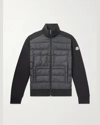 Moncler Piumino in shell trapuntato e jersey di cotone Nero