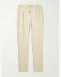 Ralph Lauren Pantaloni slim-fit in misto seta e lino con coulisse e pinces Dorset Neutri