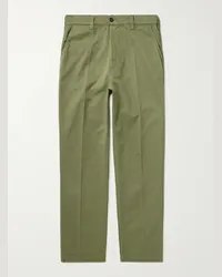 Drake's Pantaloni chino a gamba dritta in twill di cotone Verde