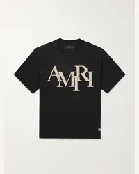 Amiri T-shirt in jersey di cotone con logo Nero