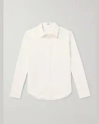 Loewe Camicia in twill di cotone con logo ricamato Bianco