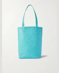 Bottega Veneta Tote bag piccola in pelle con motivo Intrecciato Blu