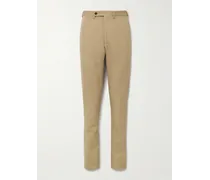 Pantaloni slim-fit a gamba dritta in twill di misto cotone e cashmere
