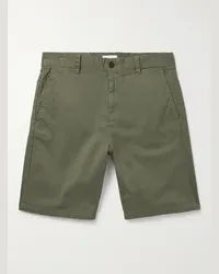 NN 07 Shorts a gamba dritta in twill di misto cotone biologico spazzolato Crown 1090 Verde