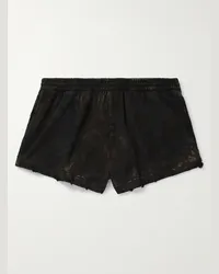 Balenciaga Shorts a gamba dritta in jersey di cotone effetto consumato e scolorito Nero