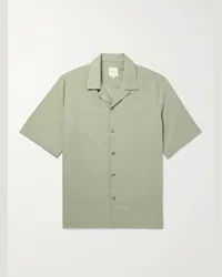 Paul Smith Camicia in twill di cotone con colletto aperto Verde