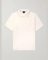 Dunhill Polo in misto cotone e seta piqué con logo ricamato Neutri