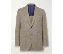 Blazer slim-fit in misto cotone, seta e lino nattè principe di Galles Virgil No.2