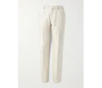 Pantaloni a gamba dritta in velluto a coste di cotone e seta