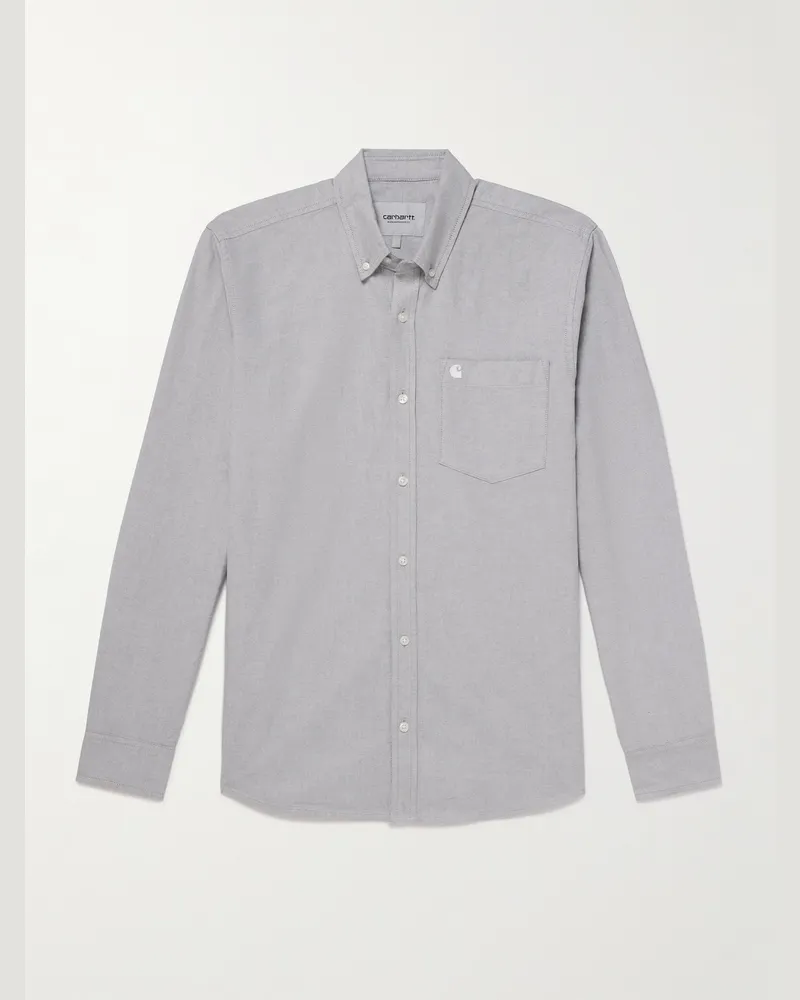 Carhartt WIP Camicia in cotone Oxford con collo button-down e logo ricamato Grigio