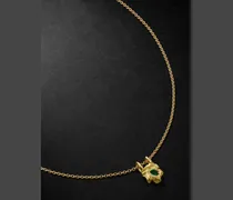 Collana in oro e pendente a forma di roccia con smeraldo