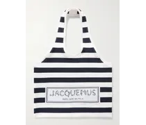 Jacquemus Tote bag in maglia stretch a righe con logo applicato Le Sac Marcel Blu