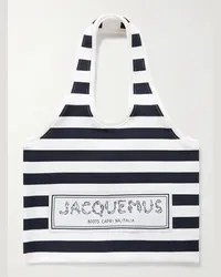 Jacquemus Tote bag in maglia stretch a righe con logo applicato Le Sac Marcel Blu