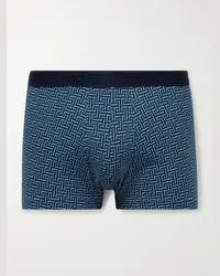 Derek Rose Boxer in cotone stretch stampato Geometric 7 Blu