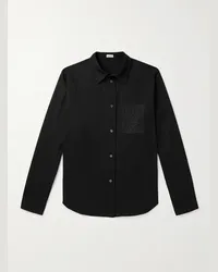 Loewe Camicia in popeline di cotone con logo ricamato Nero