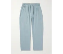 Pantaloni da pigiama a gamba larga in garza di cotone