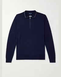 Peter Millar Pullover in misto lana con mezza zip Excursionist Flex Blu