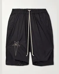 Rick Owens Champion Shorts a gamba dritta in shell con coulisse Beveled Pod Nero